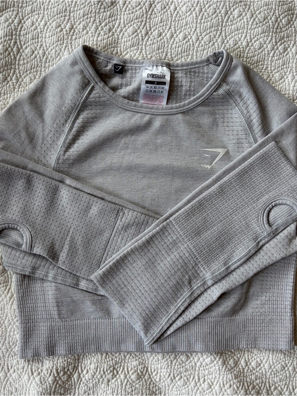 Gymshark Light Gray Seamless Long Sleeve Crop Top